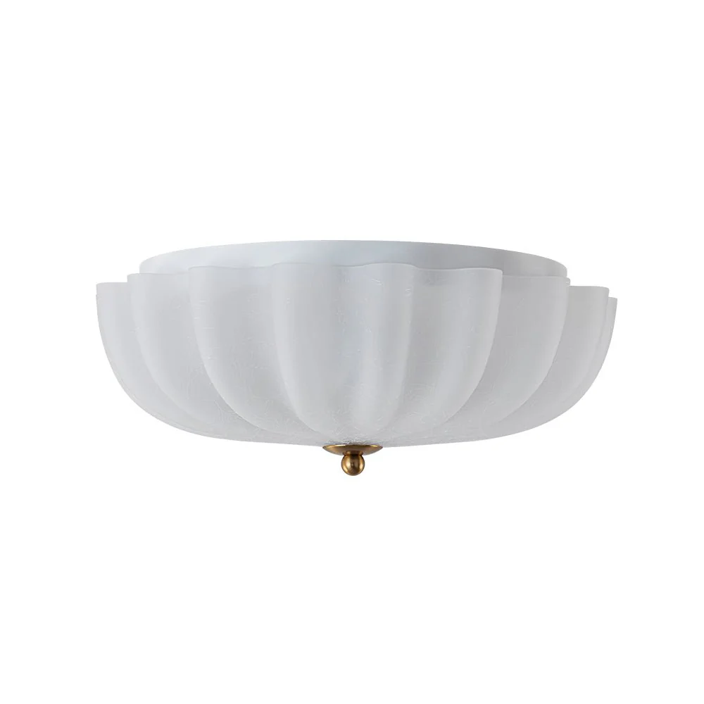 Boho Pleated Flower White Crackled Glass Semi Flush - Image 11