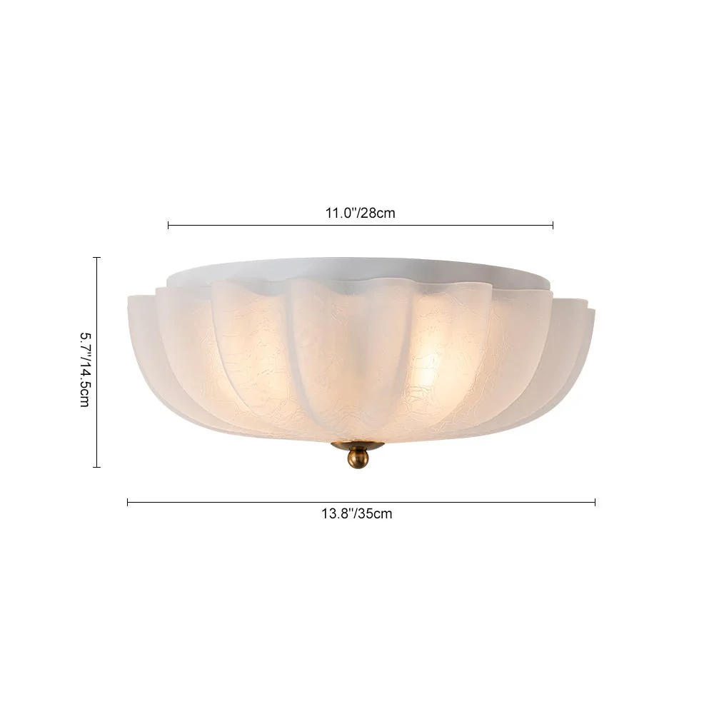 Boho Pleated Flower White Crackled Glass Semi Flush - Image 13