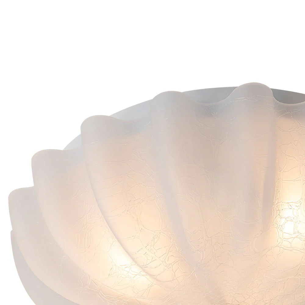 Boho Pleated Flower White Crackled Glass Semi Flush - Image 14