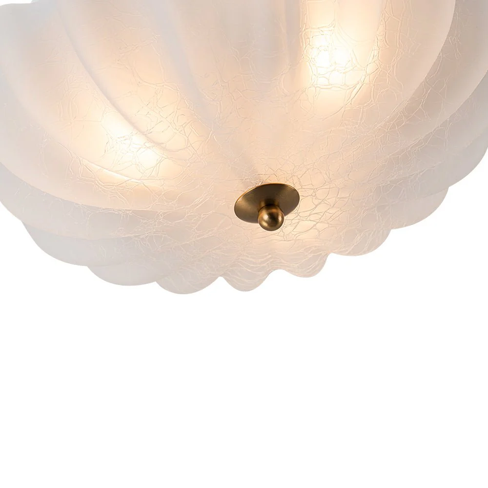 Boho Pleated Flower White Crackled Glass Semi Flush - Image 16