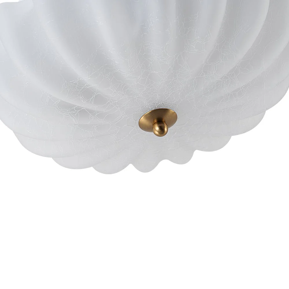 Boho Pleated Flower White Crackled Glass Semi Flush - Image 17