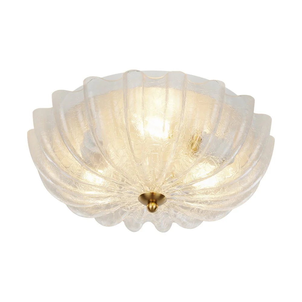 Boho Pleated Flower White Crackled Glass Semi Flush - Image 18