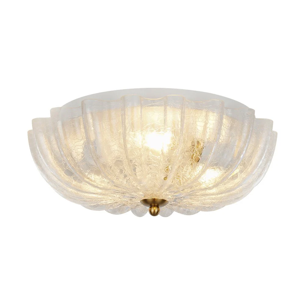 Boho Pleated Flower White Crackled Glass Semi Flush - Image 19