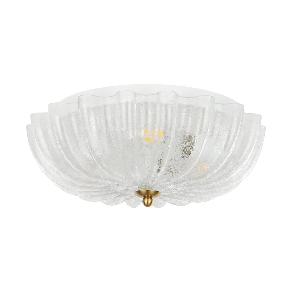 Boho Pleated Flower White Crackled Glass Semi Flush - Image 20