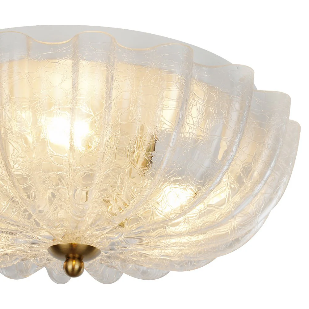 Boho Pleated Flower White Crackled Glass Semi Flush - Image 24