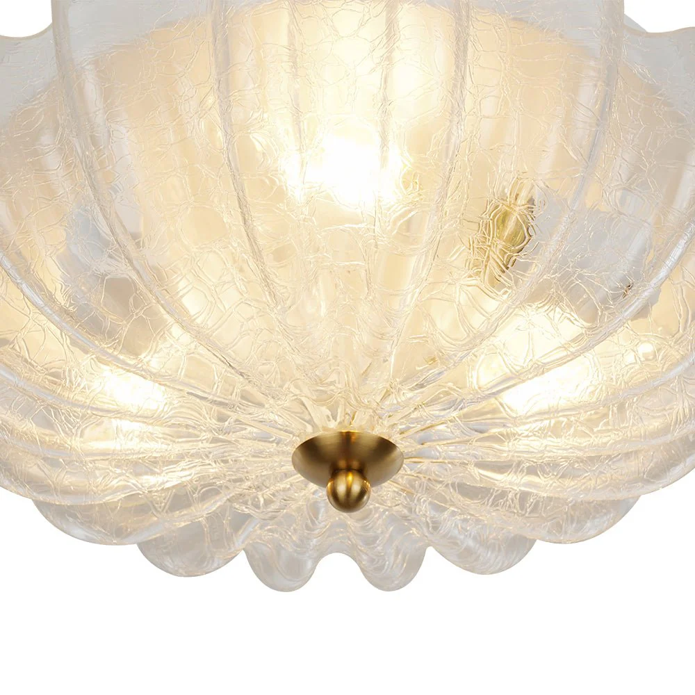Boho Pleated Flower White Crackled Glass Semi Flush - Image 25