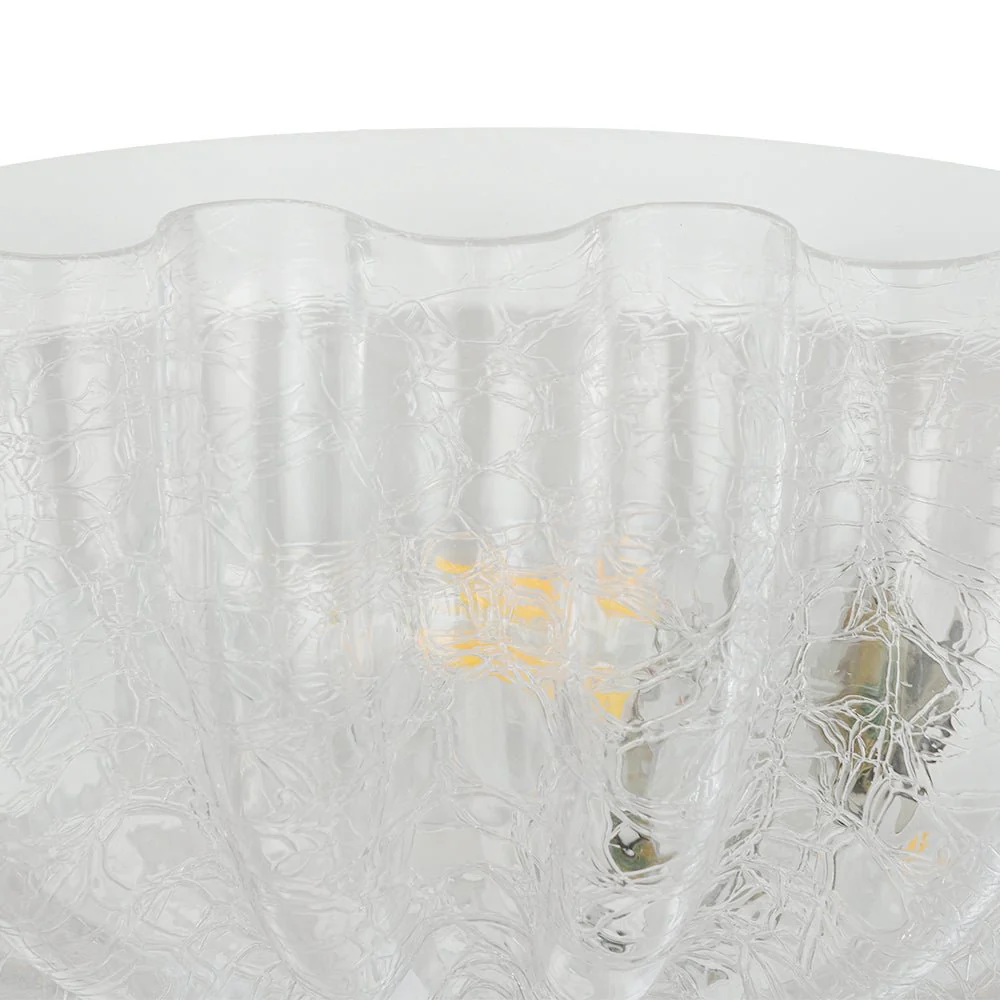 Boho Pleated Flower White Crackled Glass Semi Flush - Image 26