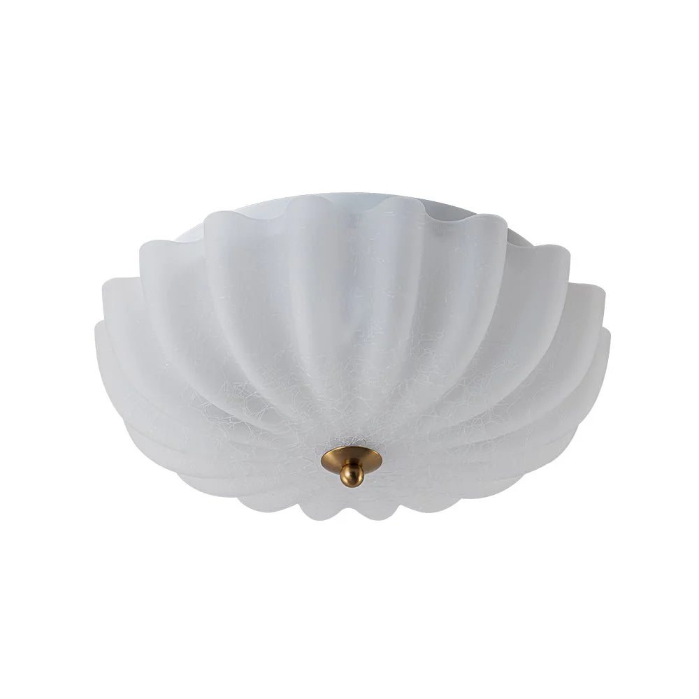 Boho Pleated Flower White Crackled Glass Semi Flush - Image 8