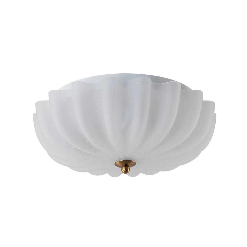 Boho Pleated Flower White Crackled Glass Semi Flush - Image 9
