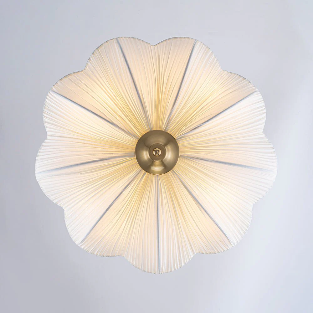 Boho Pleated Flower White Fabric Cage Pendant Light - Image 10