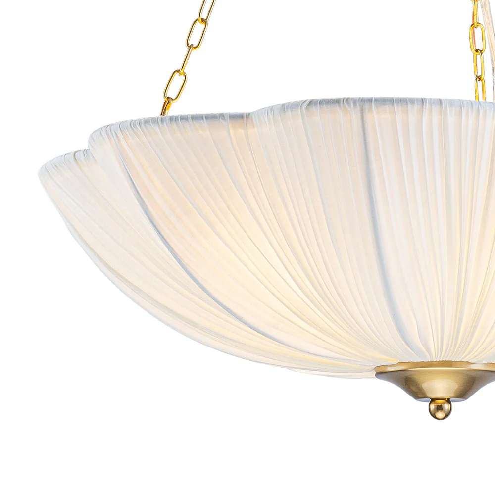 Boho Pleated Flower White Fabric Cage Pendant Light - Image 11