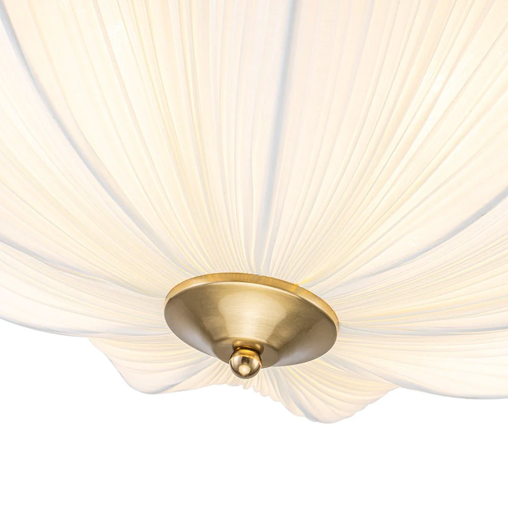 Boho Pleated Flower White Fabric Cage Pendant Light - Image 12