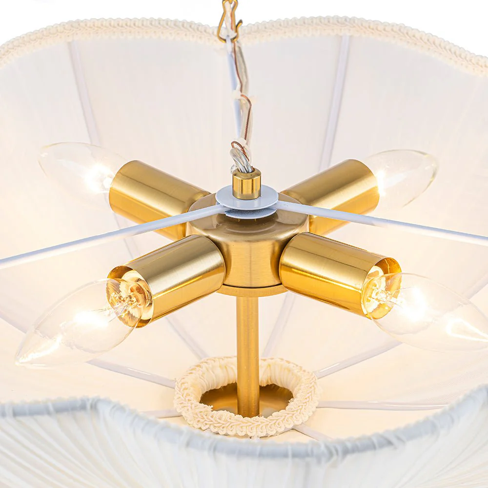 Boho Pleated Flower White Fabric Cage Pendant Light - Image 14