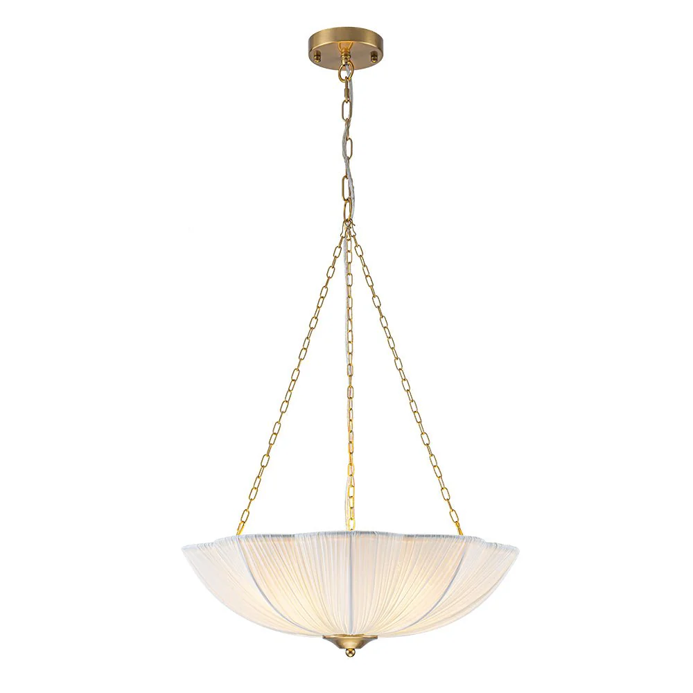 Boho Pleated Flower White Fabric Cage Pendant Light - Image 4