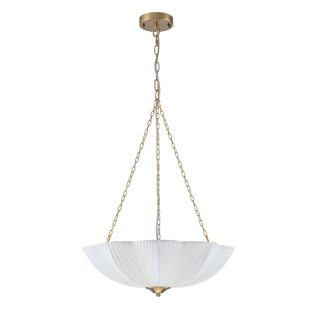 Boho Pleated Flower White Fabric Cage Pendant Light - Image 5