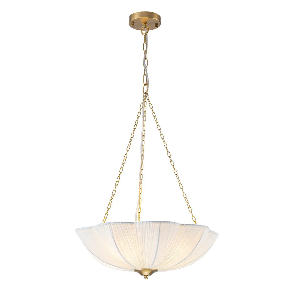 Boho Pleated Flower White Fabric Cage Pendant Light - Image 6