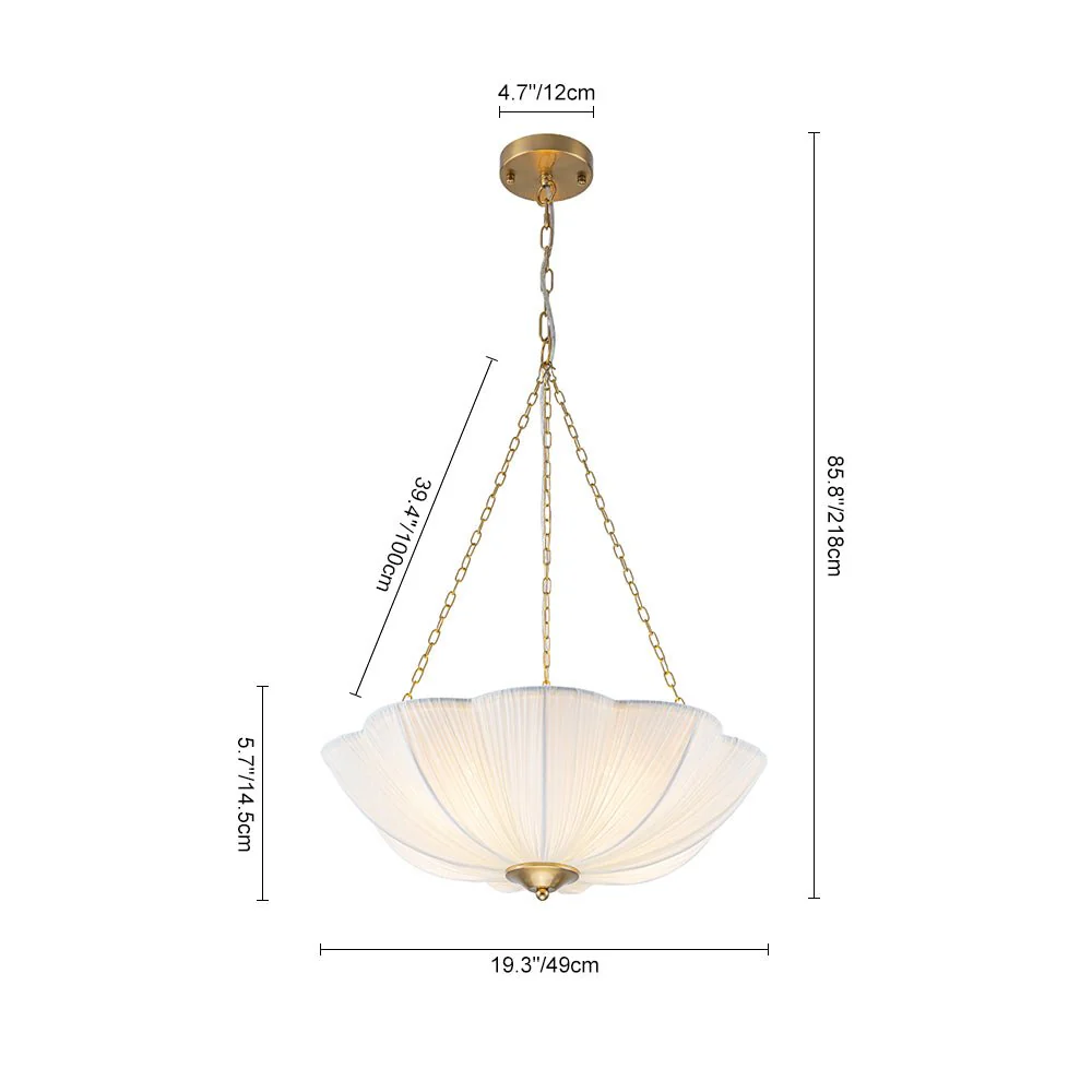 Boho Pleated Flower White Fabric Cage Pendant Light - Image 9
