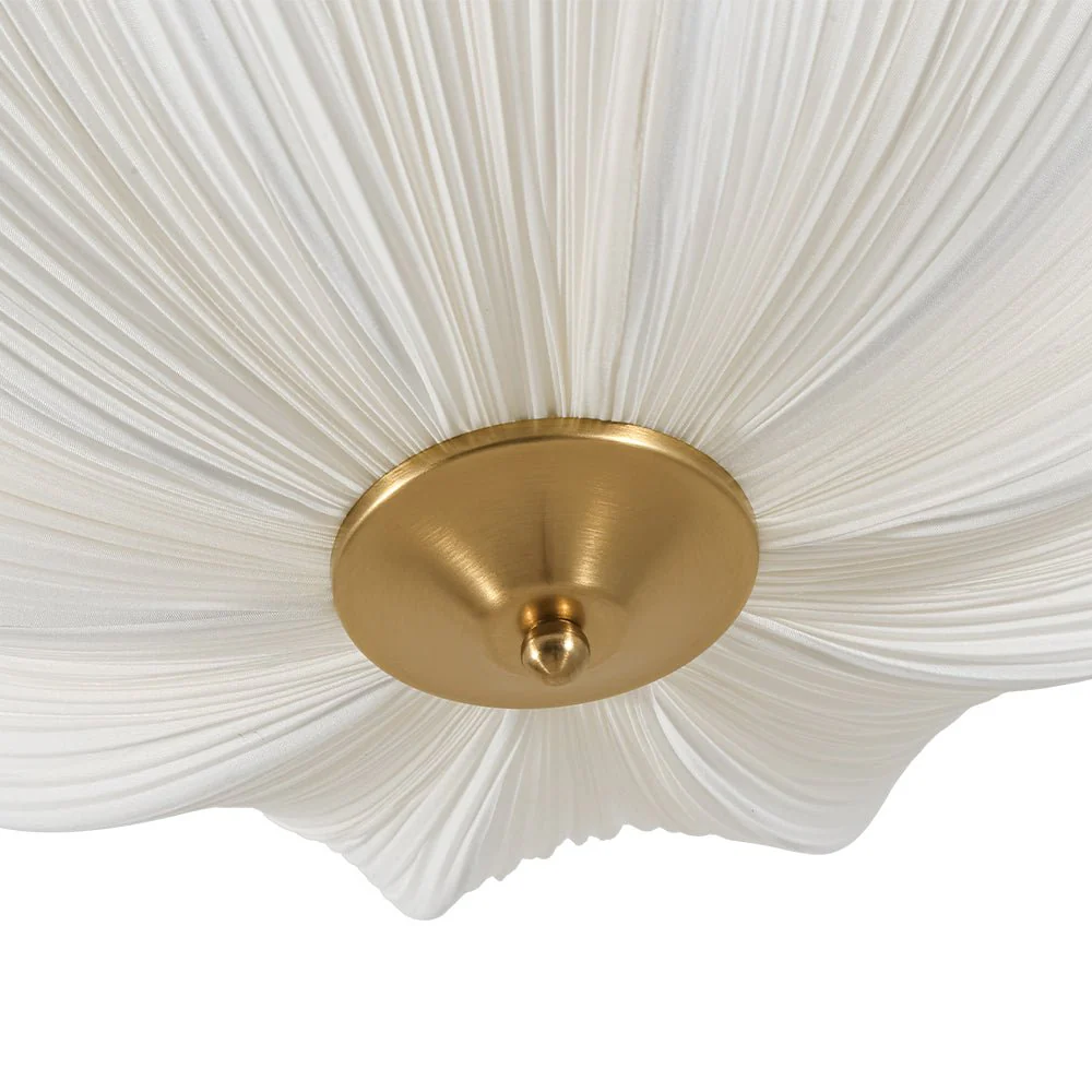 Boho Pleated Flower White Fabric Semi Flush Mount - Image 13