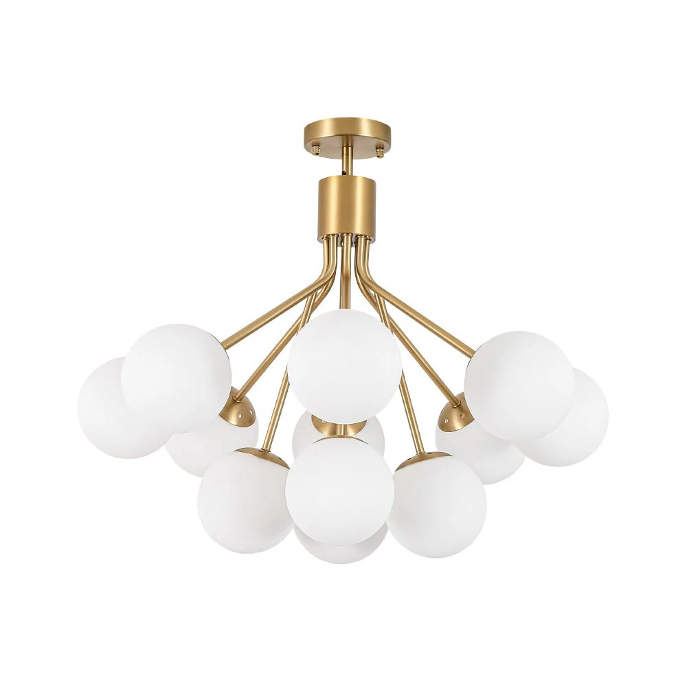 Bloom Opal Glass Bubble Tiered Sputnik Semi Flush Chandelier - Image 4