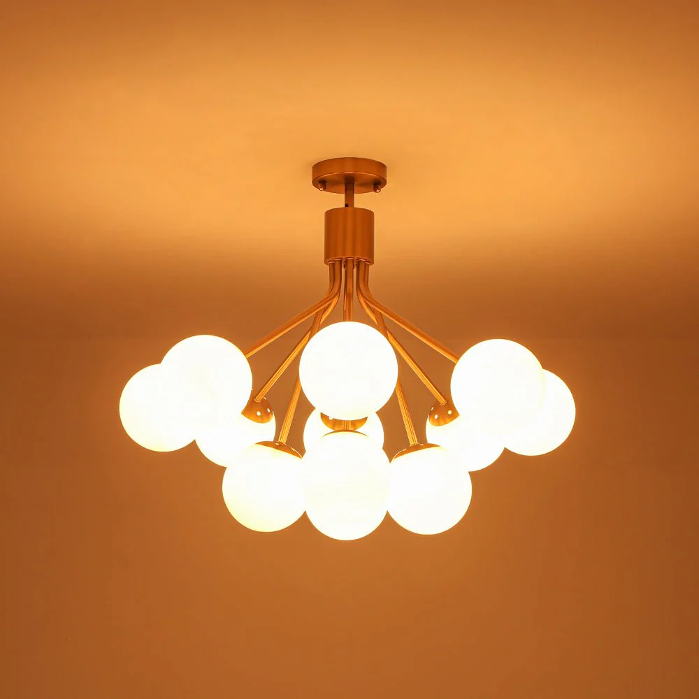 Bloom Opal Glass Bubble Tiered Sputnik Semi Flush Chandelier - Image 19