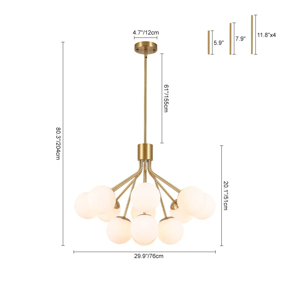 Bloom Opal Glass Bubble Tiered Sputnik Semi Flush Chandelier - Image 6