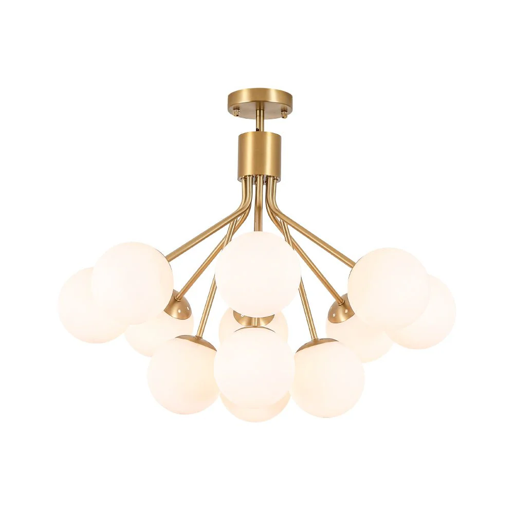 Bloom Opal Glass Bubble Tiered Sputnik Semi Flush Chandelier - Image 3
