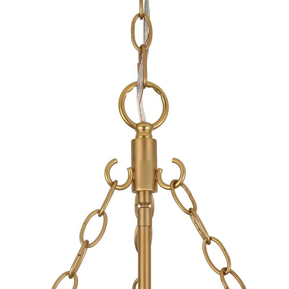 Brass 1-Light Clear Textured Glass Conical Cage Pendant - Image 13