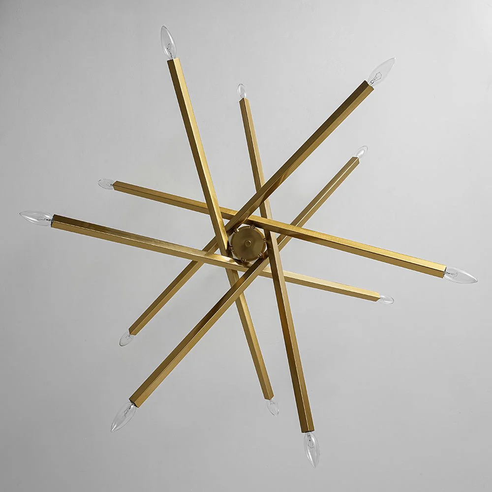 Brass 12-Light Adjustable Linear Rod Sputnik Chandelier - Image 12