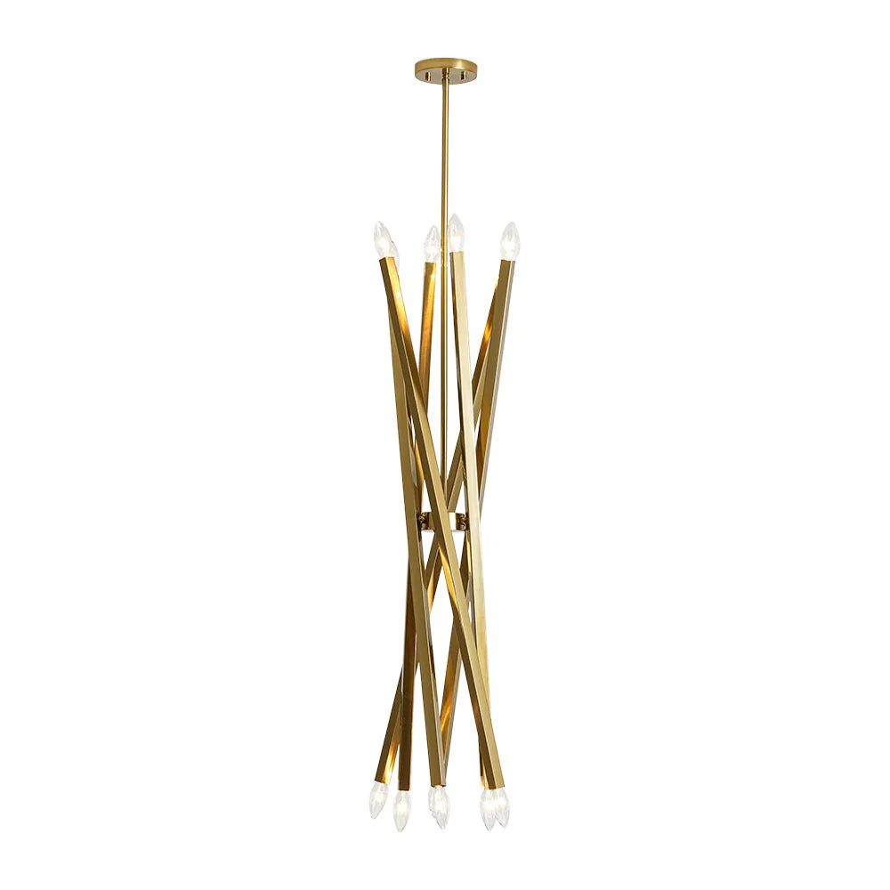 Brass 12-Light Adjustable Linear Rod Sputnik Chandelier - Image 5