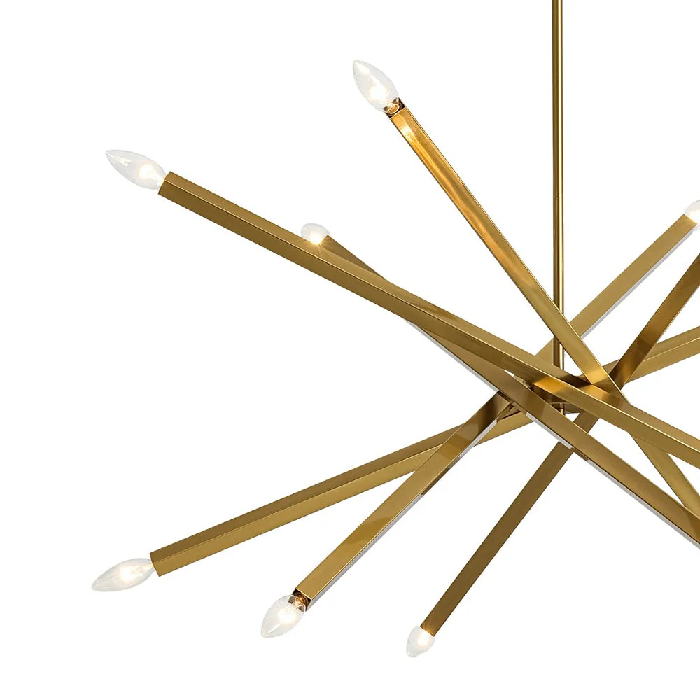Brass 12-Light Adjustable Linear Rod Sputnik Chandelier - Image 8