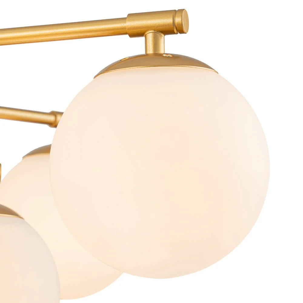 12-Light Brass Tiered Opal Glass Bubble Semi Flush Chandelier - Image 7