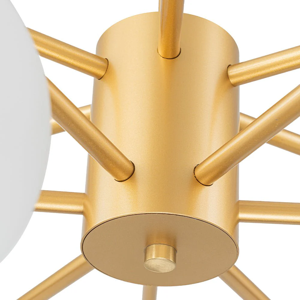 12-Light Brass Tiered Opal Glass Bubble Semi Flush Chandelier - Image 10