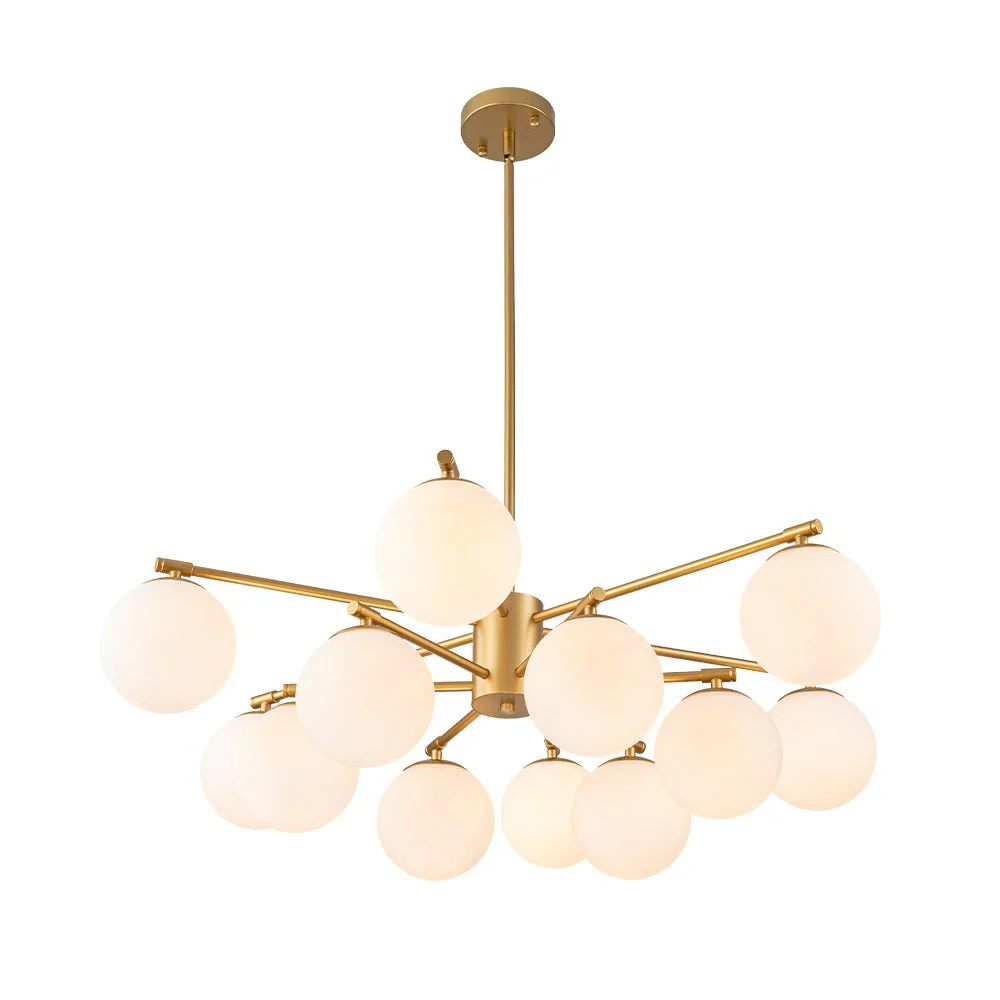 Brass 2-Tier Sputnik Frosted Glass Bubble Pendant Chandelier - Image 3