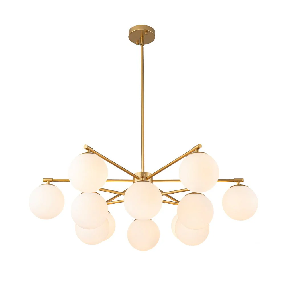 Brass 2-Tier Sputnik Frosted Glass Bubble Pendant Chandelier - Image 4