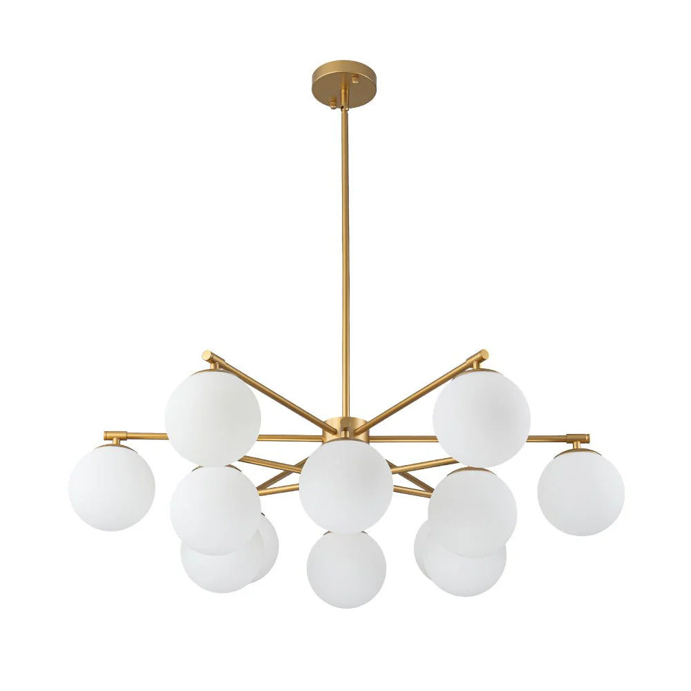 Brass 2-Tier Sputnik Frosted Glass Bubble Pendant Chandelier - Image 5