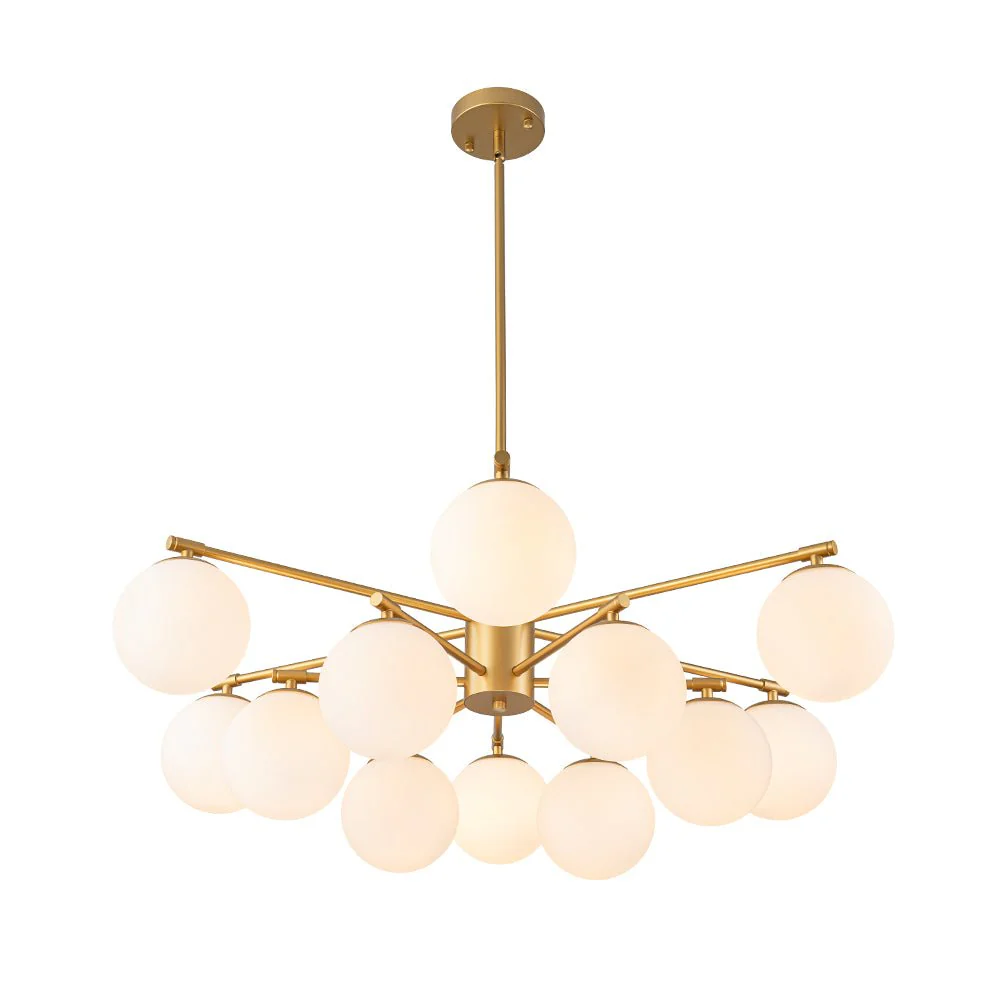 Brass 2-Tier Sputnik Frosted Glass Bubble Pendant Chandelier - Image 6