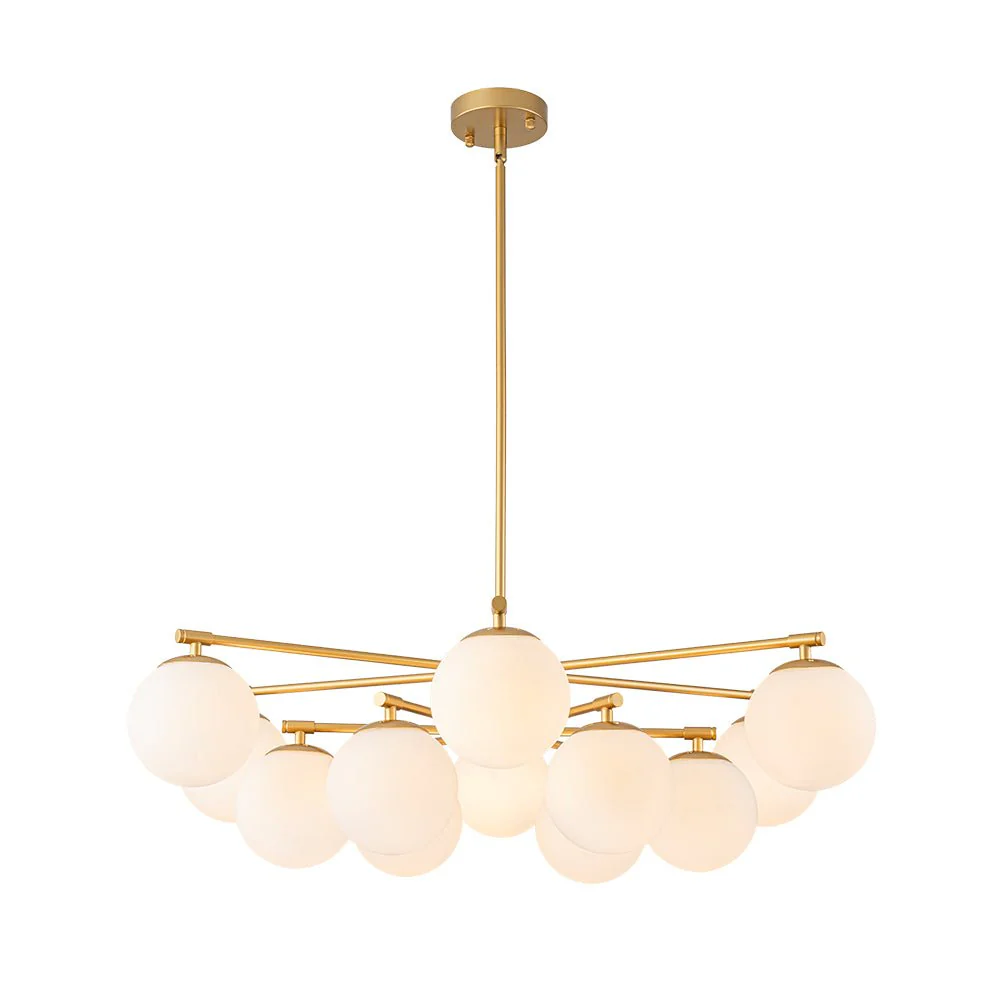 Brass 2-Tier Sputnik Frosted Glass Bubble Pendant Chandelier - Image 7