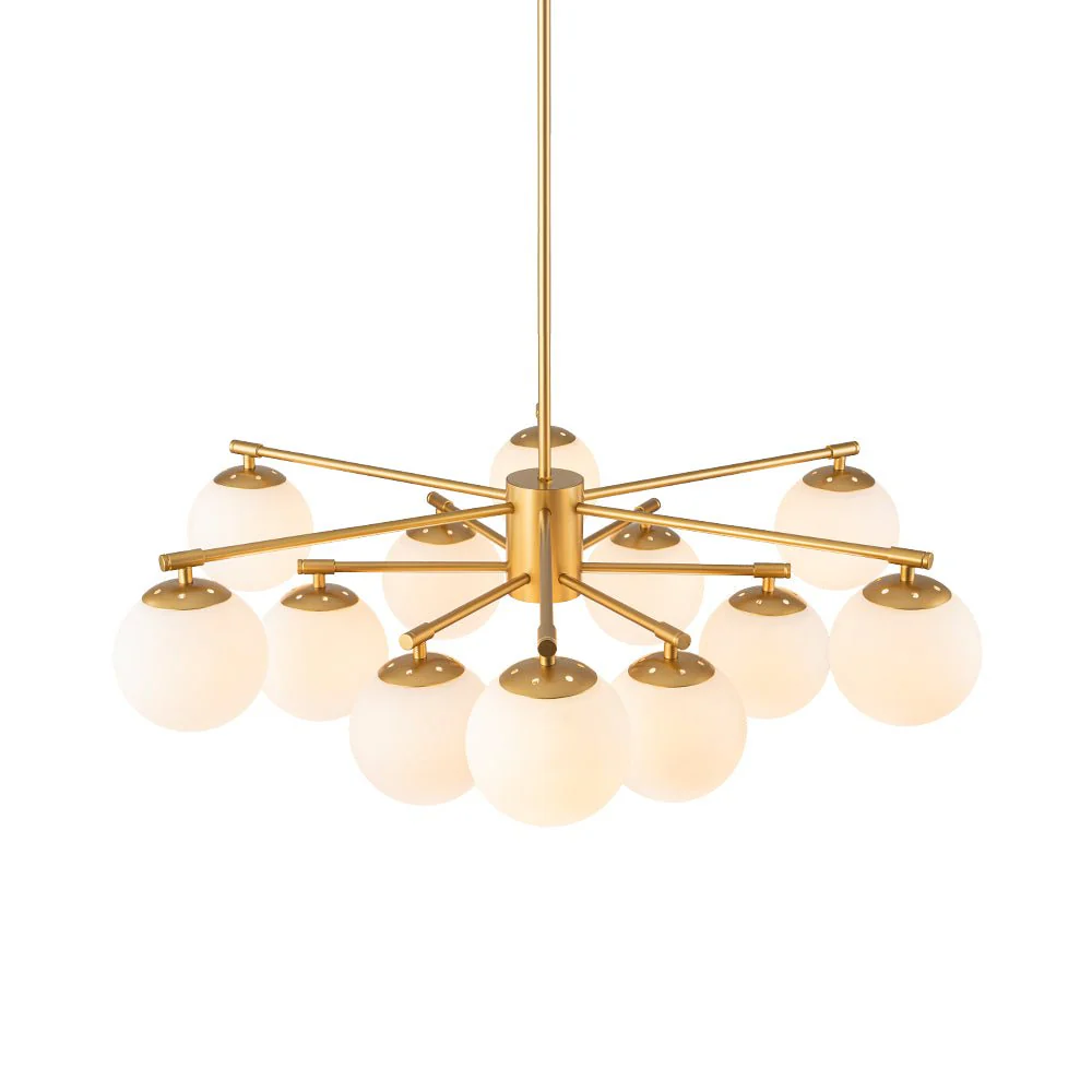 Brass 2-Tier Sputnik Frosted Glass Bubble Pendant Chandelier - Image 8