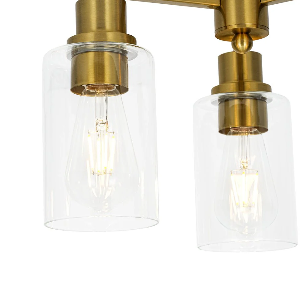 Brass 3-Light Clear Glass Cylinder Semi Flush Mount - Image 10