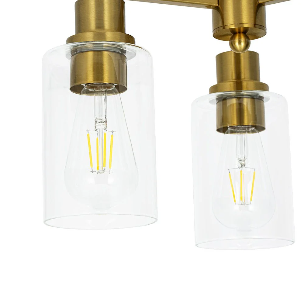 Brass 3-Light Clear Glass Cylinder Semi Flush Mount - Image 11