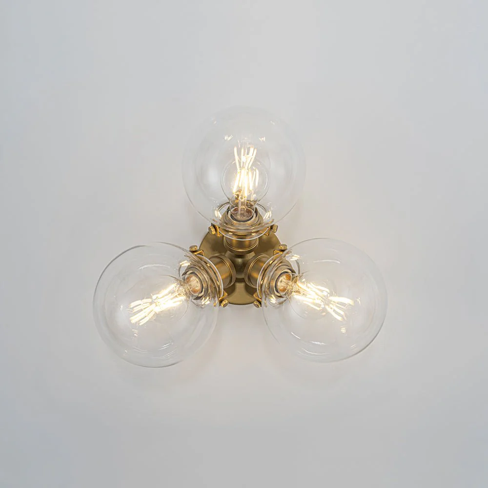 Brass 3-Light Clear Glass Glass Globe Ceiling Light - Image 11