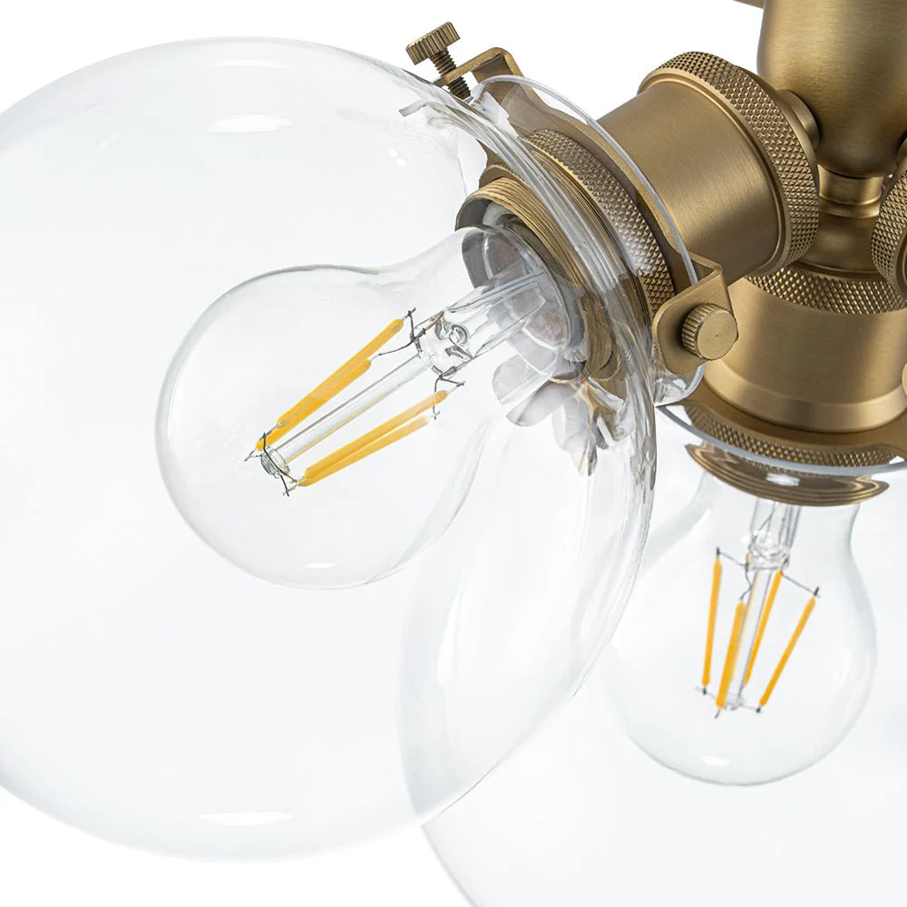 Brass 3-Light Clear Glass Glass Globe Ceiling Light - Image 13