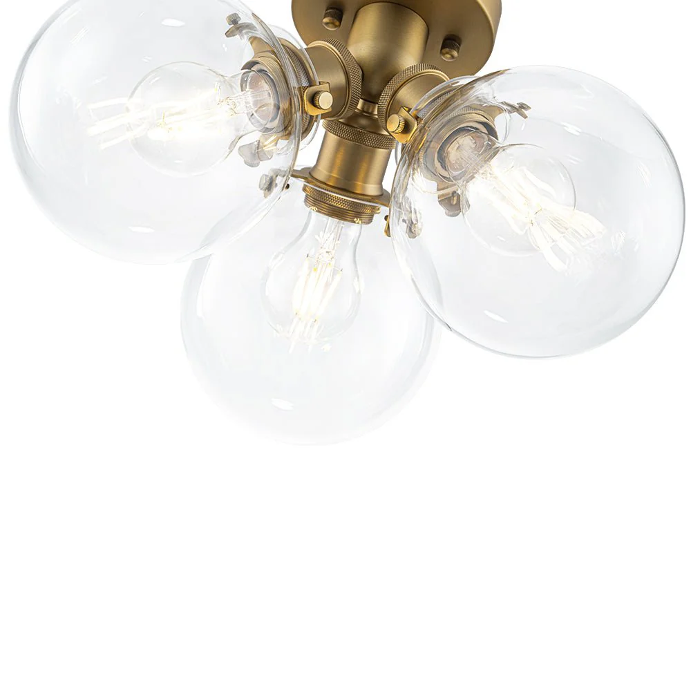 Brass 3-Light Clear Glass Glass Globe Ceiling Light - Image 14