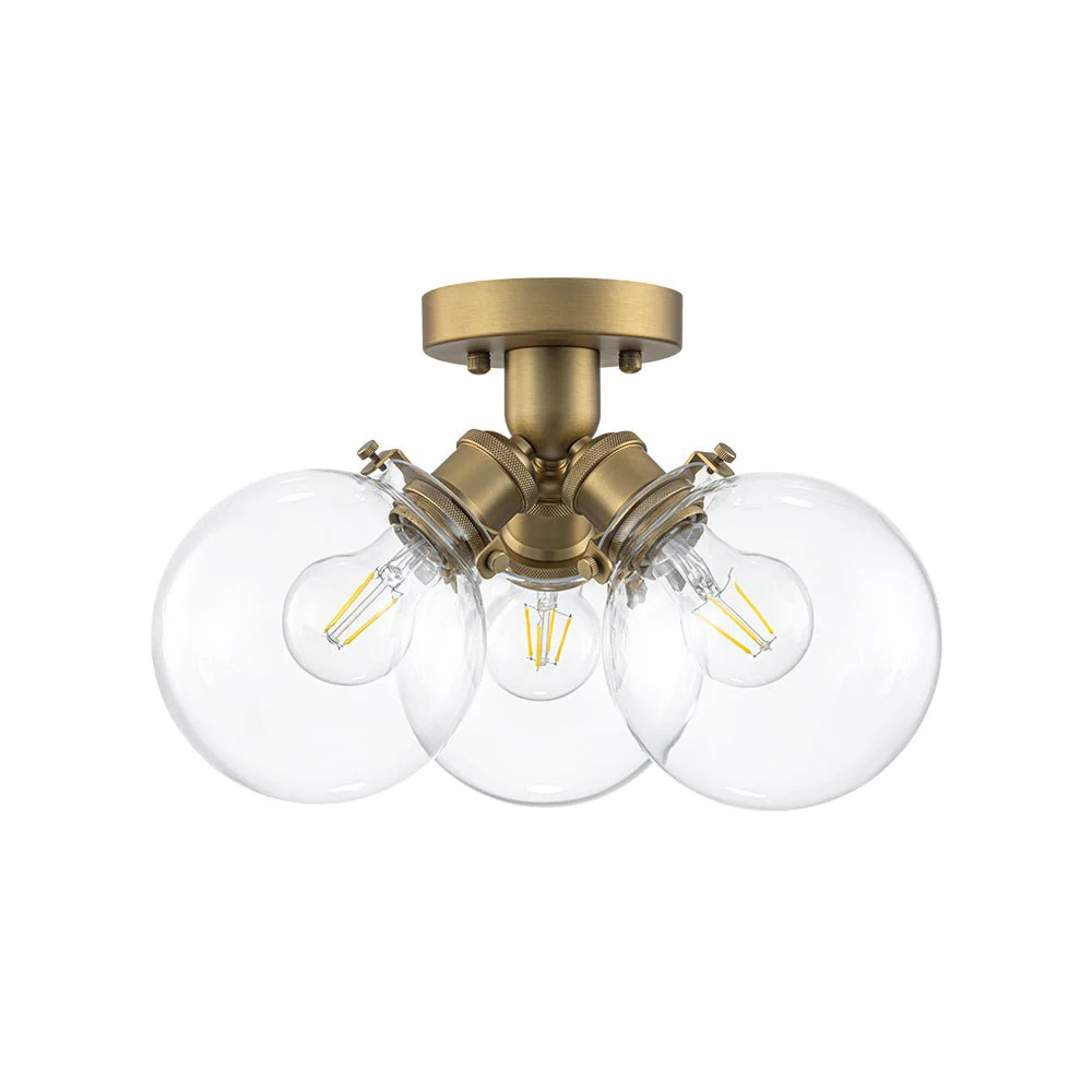 Brass 3-Light Clear Glass Glass Globe Ceiling Light - Image 5