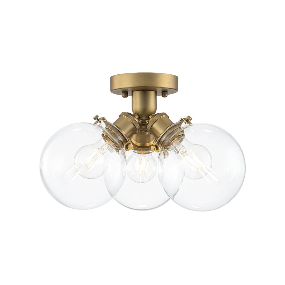 Brass 3-Light Clear Glass Glass Globe Ceiling Light - Image 6