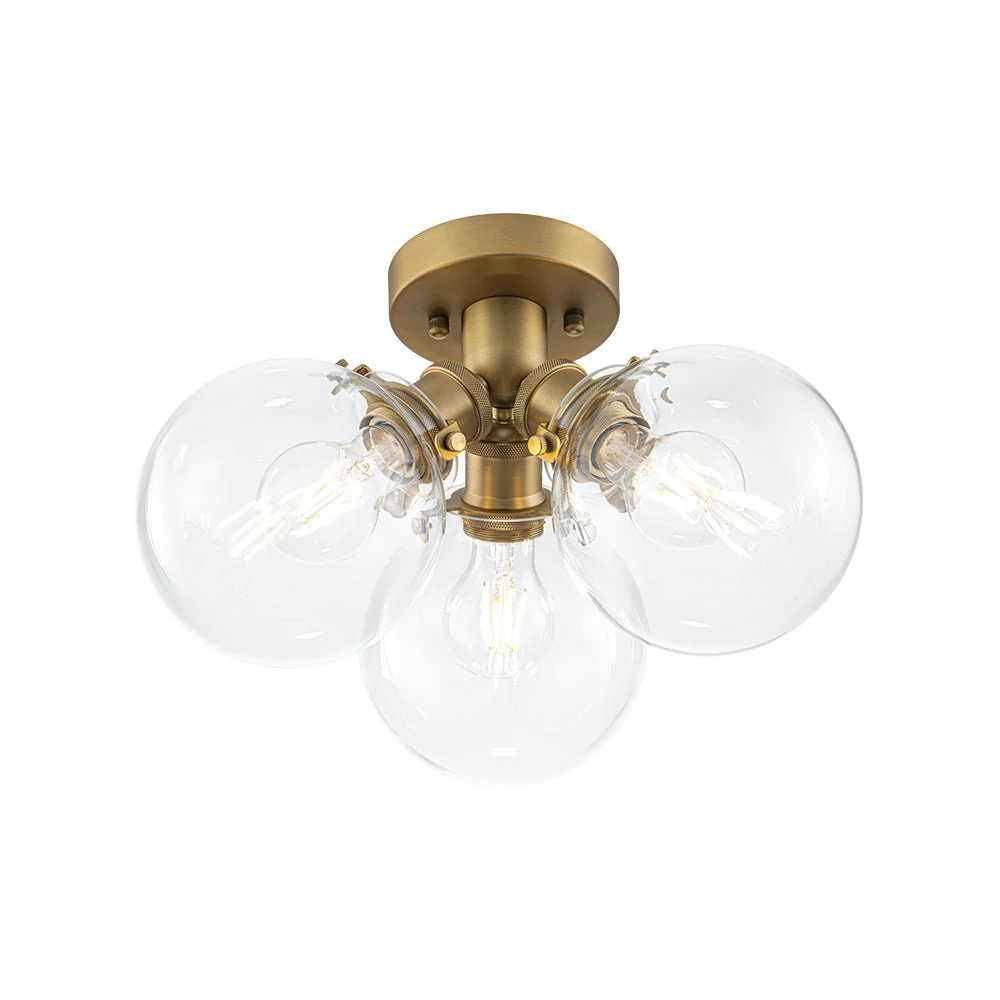 Brass 3-Light Clear Glass Glass Globe Ceiling Light - Image 8