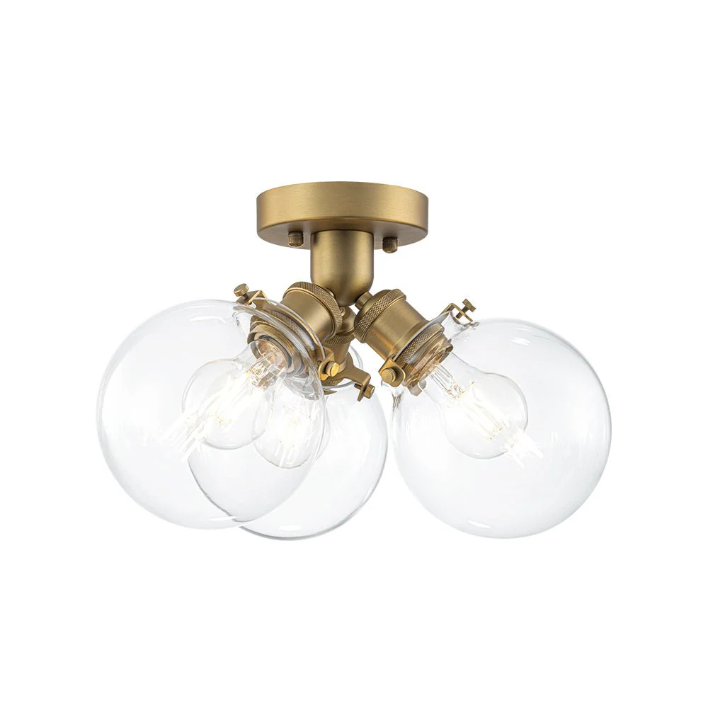 Brass 3-Light Clear Glass Glass Globe Ceiling Light - Image 9