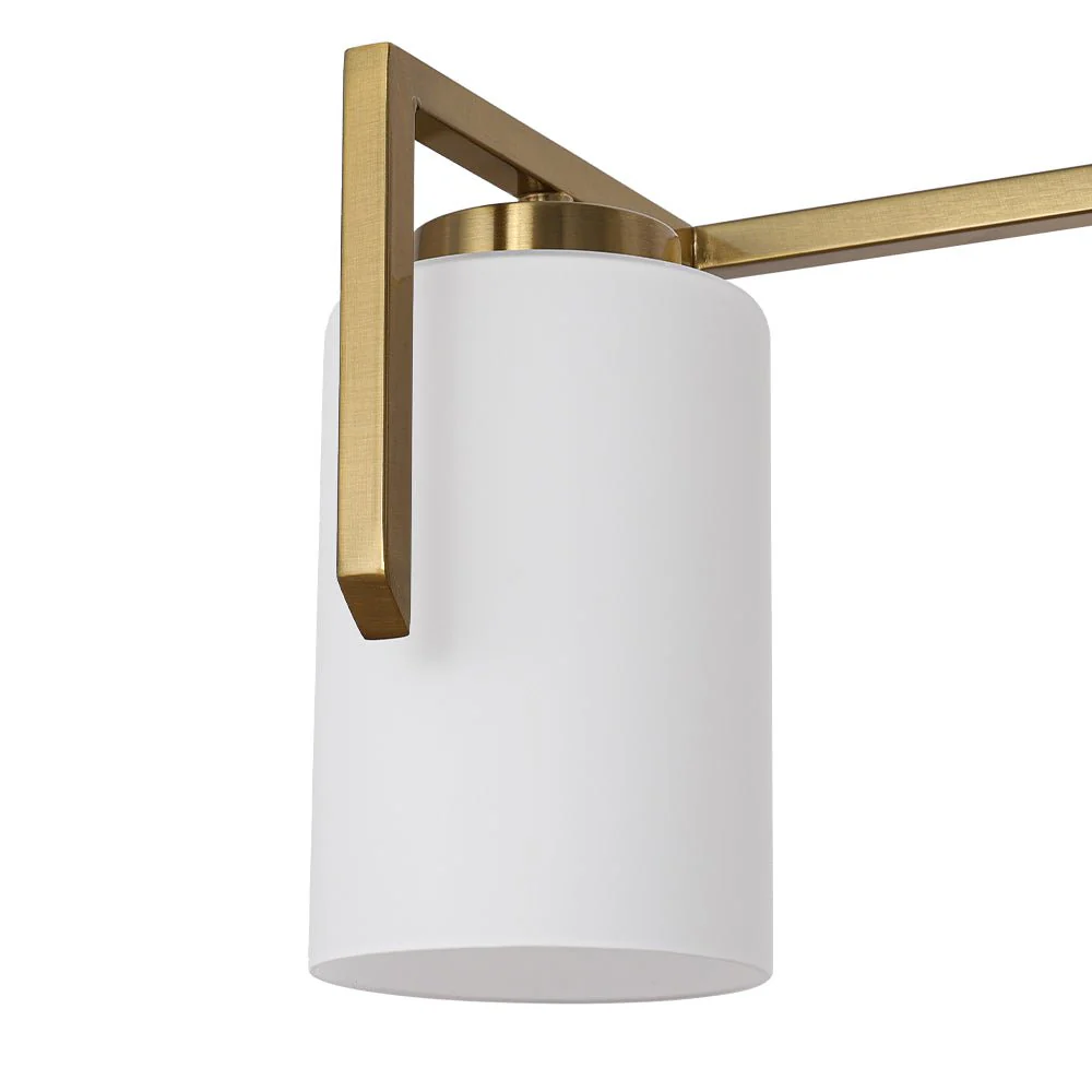 Brass 3-Light Frosted Glass Cylindrical Shade Vanity Wall Sconce - Image 10