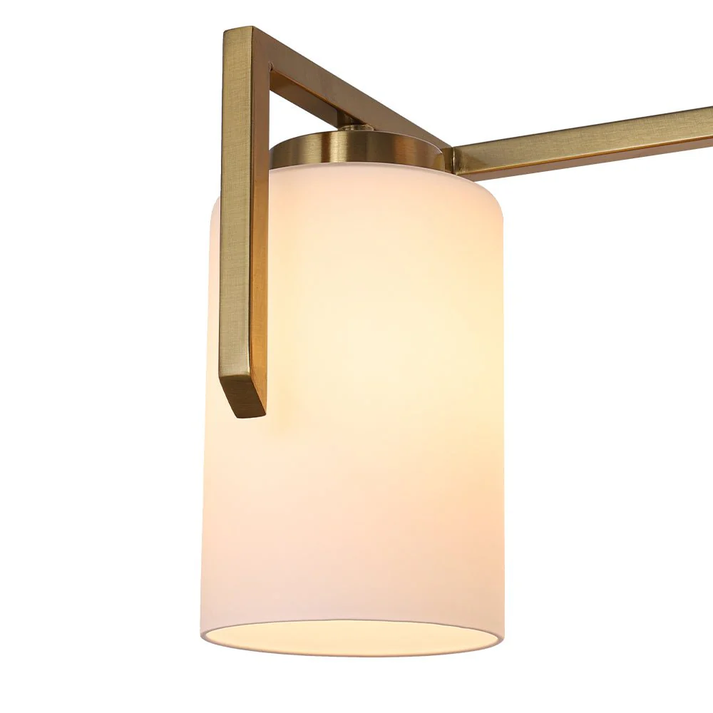 Brass 3-Light Frosted Glass Cylindrical Shade Vanity Wall Sconce - Image 11