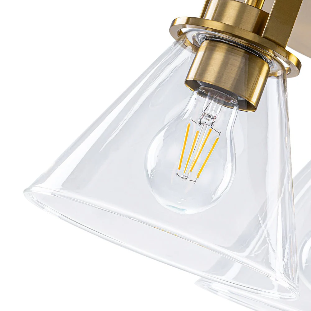 Brass 3-Light Glass Conical Shade Round Ceiling Light - Image 12
